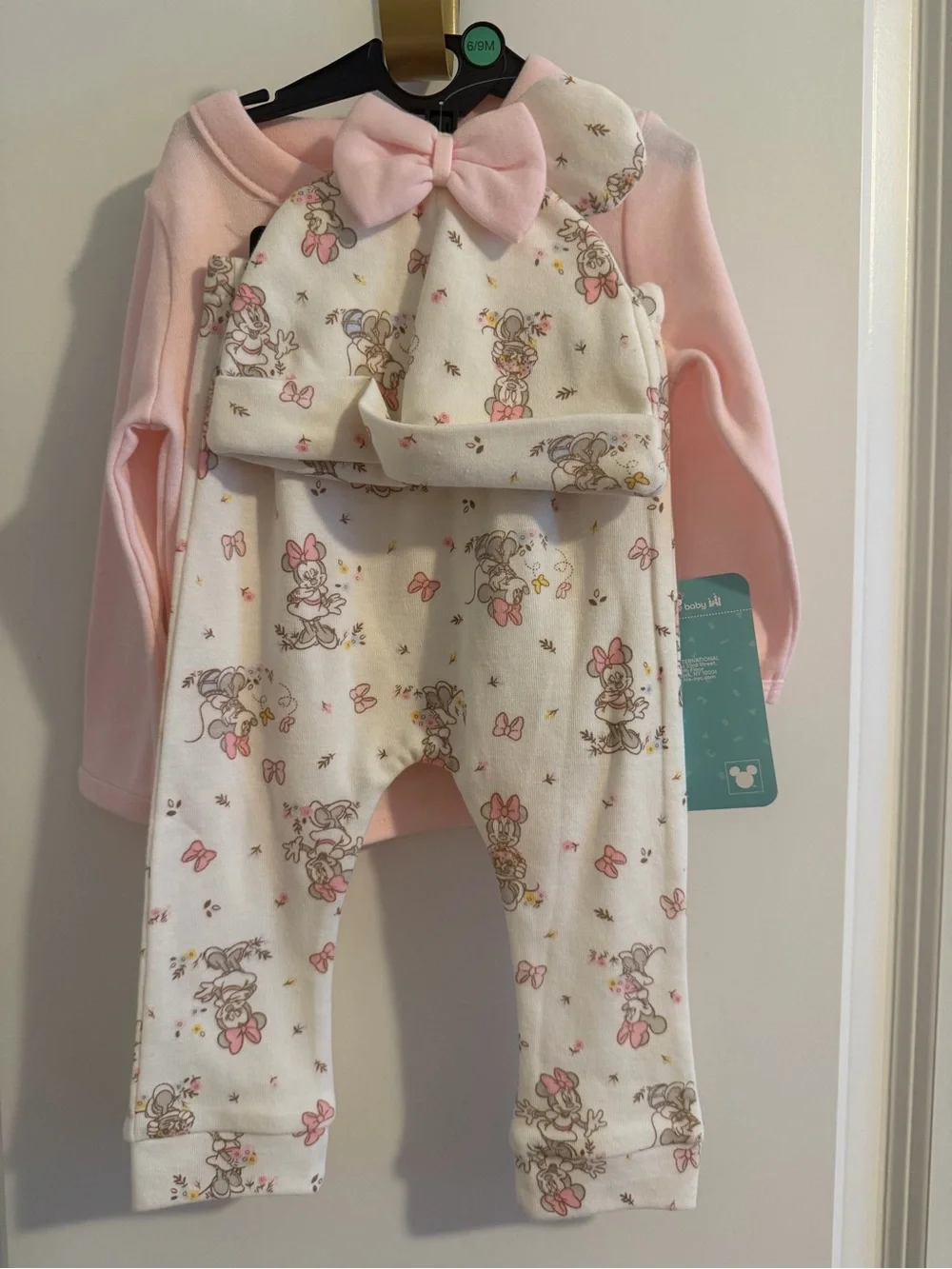 Disney Pink and Cream Minnie Mouse 3-Piece Set with Bow Hat